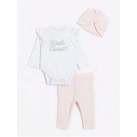 River Island Baby Baby Girls 'Little Cutie' Turban 3 Piece Set - Pink