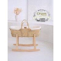 Clair De Lune Palm Moses Basket With Rocking Stand - Cream