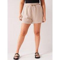 V By Very Curve Elasticated Tie Waist Stretch Short - Taupe