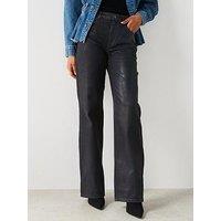 Mango Glossy Effect Mid Waist Jeans - Black