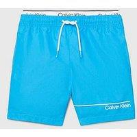 Calvin Klein Boys Double Waist Band Swim Shorts - Malibu Blue