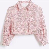 River Island Girls Boucle Crop Jacket - Red