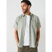Barbour Short Sleeve Linen Blend Regular Fit Shirt - Khaki