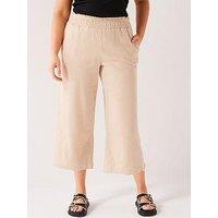 V By Very Curve Crinkle Wide Leg Culotte - Neutral