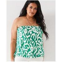 V By Very Curve Bandeau Banded Hem Top - Print