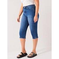 V By Very Curve Cropped Jeans - Mid Wash