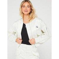 Calvin Klein Jeans Zipped Lightweight Bomber Jacket - White