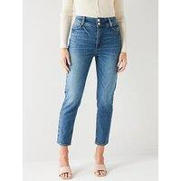 V By Very Sculpt Slim Mom Tint Wash Jeans - Tint - Blue