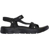 Skechers Go Walk Flex Heather Strap Sandal - Black Textile