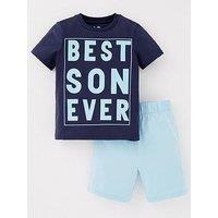 Mini V By Very Boys Best Kid Ever Fathers Days Shortie Pyjama Set- Navy