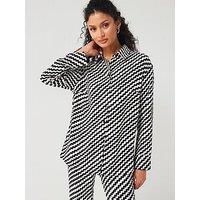 V By Very Crepe Stripe Shirt Co-Ord - Mono