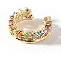 The Love Silver Collection 18Ct Gold Plated Sterling Silver Multi Colour Cubic Zirconia 12Mm Single Ear Cuff