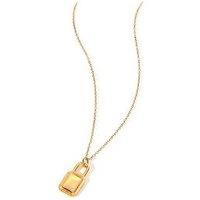 The Love Silver Collection Gold Plated Sterling Silver Cubic Zirconia Padlock Pendant Necklace