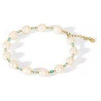 The Love Collection Gold Plated Sterling Silver 8Mm Freshwater Pearl & Amazonite Bead Bracelet