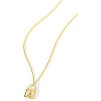 The Love Silver Collection Gold Plated Sterling Silver Cubic Zirconia Padlock Initial Pendant Necklace