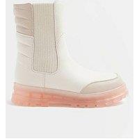 River Island Girls Padded Pink Sole Boots - Cream