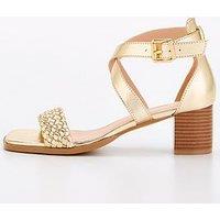 V By Very Wide Fit Block Heel Sandal - Gold