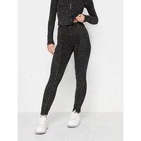 Pixiegirl Petite Contrast Rib Legging Black Acid Wash