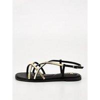 V By Very Wide Fit Strappy Flat Sandal - Black