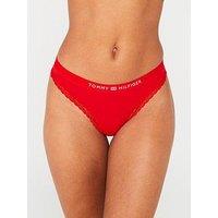 Tommy Hilfiger Tonal Logo Lace Thong - Red