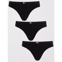 Tommy Jeans Heritage 3 Pack Thong - Black