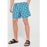 Lacoste Robert George Blue Archive Print Co-Ord Swim Shorts - Green