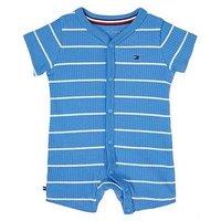 Tommy Hilfiger Baby Boys Striped Rib Shortall - Blue Spell / White Stripe