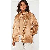 Boss Black Palberta Bb Logo Premium Bomber Jacket - Beige