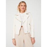 Hugo Red Lujana Leather Jacket - Off White