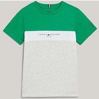 Tommy Hilfiger Boys Essential Colorblock Short Sleeve T-Shirt - Olympic Green/Light Grey Melange