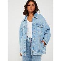 Hugo Red Icon Logo Back Oversized Denim Jacket - Blue