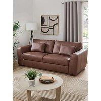 Very Home Arden 3 Seater Leather Sofa - Brown
