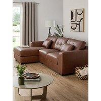 Very Home Arden Left Hand Leather Corner Chaise Sofa - Brown