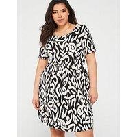 V By Very Curve Jersey Short Sleeve Mini Dress - Print