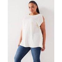 V By Very Curve Draped Sleeve Shell Top - Cream