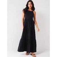 V By Very Sleeveless Tiered Maxi Dress - Black