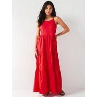 V By Very Sleeveless Jersey Woven Dress - Red