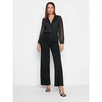 Long Tall Sally Black Mesh Sleeve Wrap Jumpsuit