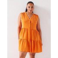 V By Very Curve Sleeveless Tiered Mini Dress - Orange