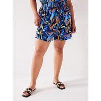 V By Very Curve Elasticated Waist Jersey Shorts - Print