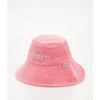Juicy Couture Wide Brim Bucket Hat With Diamante Branding - Pink