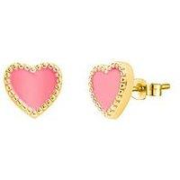 The Love Collection 18Ct Gold Plated Sterling Silver Enamel Pink Heart Studs