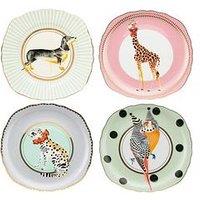 Yvonne Ellen Set Of 4 Round Animal Tea Plates