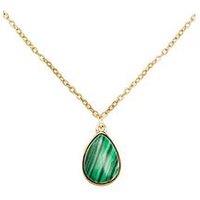 The Love Collection Gold Plated Malachite Charm Necklace