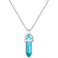 The Love Collection Turquoise Silver Plated Crystal Drop Charm Necklace