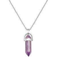 The Love Collection Amethyst Silver Plated Crystal Drop Charm Necklace