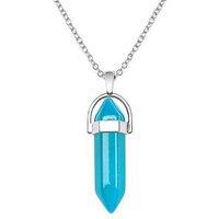 The Love Collection Aquamarine Silver Plated Crystal Drop Charm Necklace