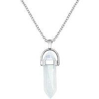 The Love Collection Quartz Silver Plated Crystal Drop Charm Necklace