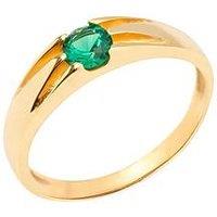 18ct Gold Plated Sterling Silver Vintage Style Ring with Large Emerald CZ Stone