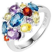 The Love Collection Sterling Silver Multicoloured Stones Chunky Statement Ring